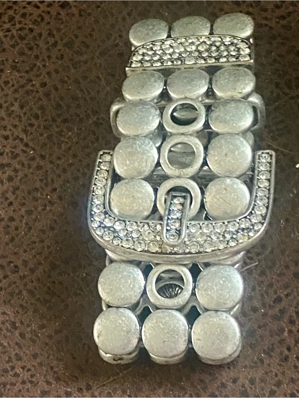 Vintage Silver Statement Necklace & Rhinestone Necklace, Buckle Bracelet